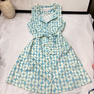 Lesley Evers Aqua and Cream Women’s Dress. Size M